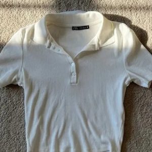 Casual V-Neck Polo Crop Tee
