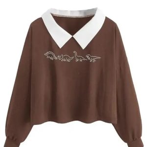 Contrast Collar Cropped Sweatshirt