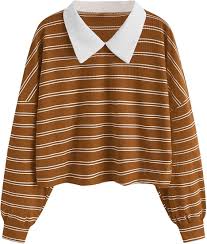 Contrast Collar Cropped Sweatshirt - Image 2
