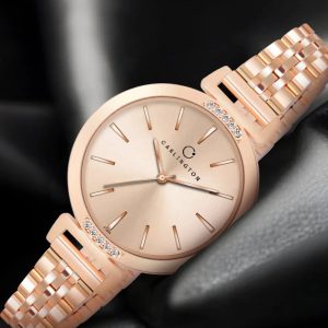 Minimalist Rose Gold Crystal-Accent Mesh Watch